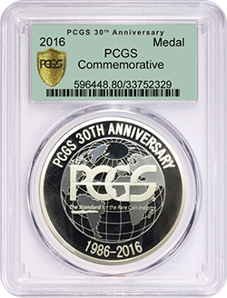 PCGS、2016年4月の香港ショーにて、30周年メダルを無料で提供